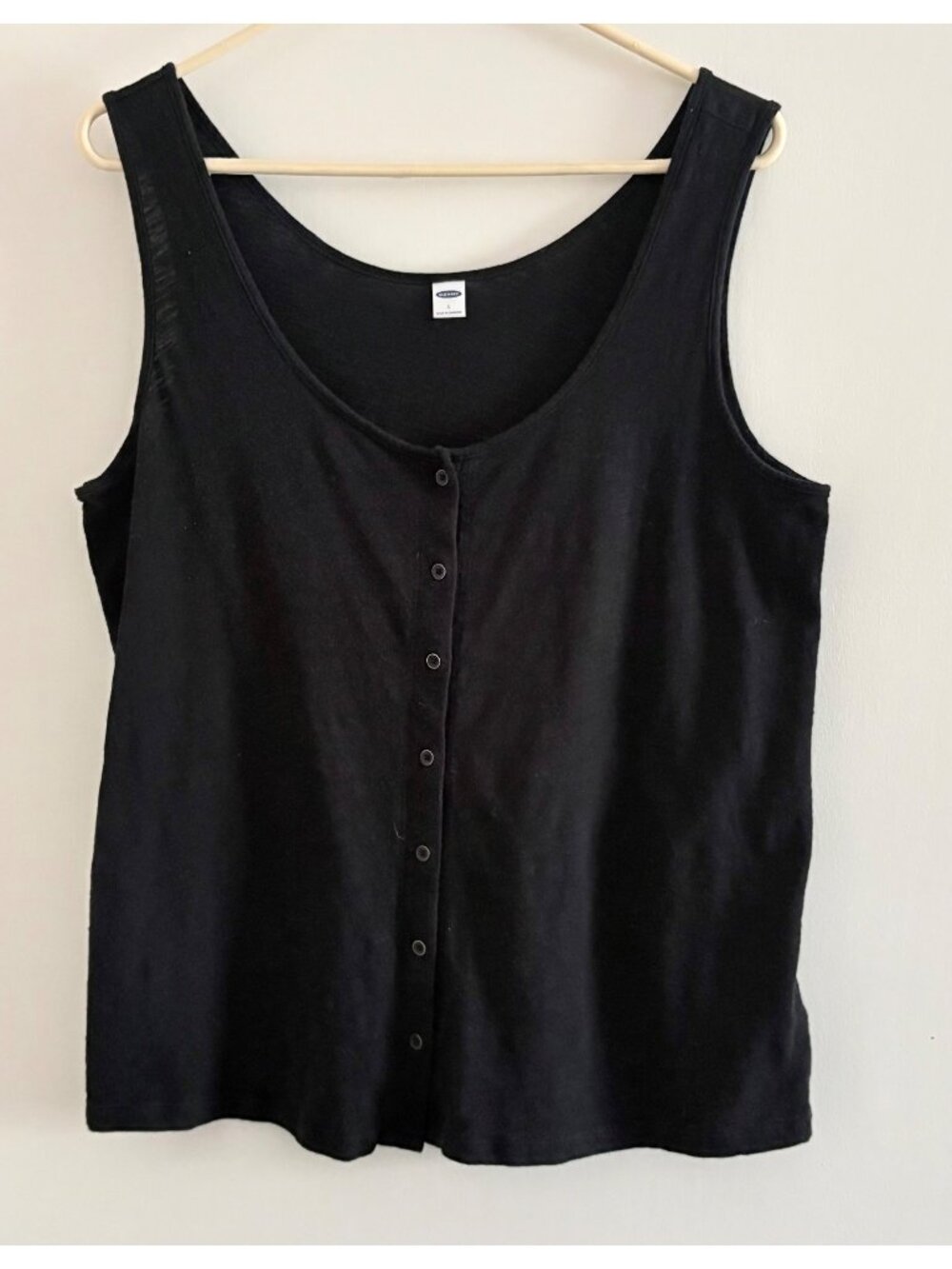 Old Navy Womens Black Sleeveless Button-Front Tank Top Size L 100% Cotton